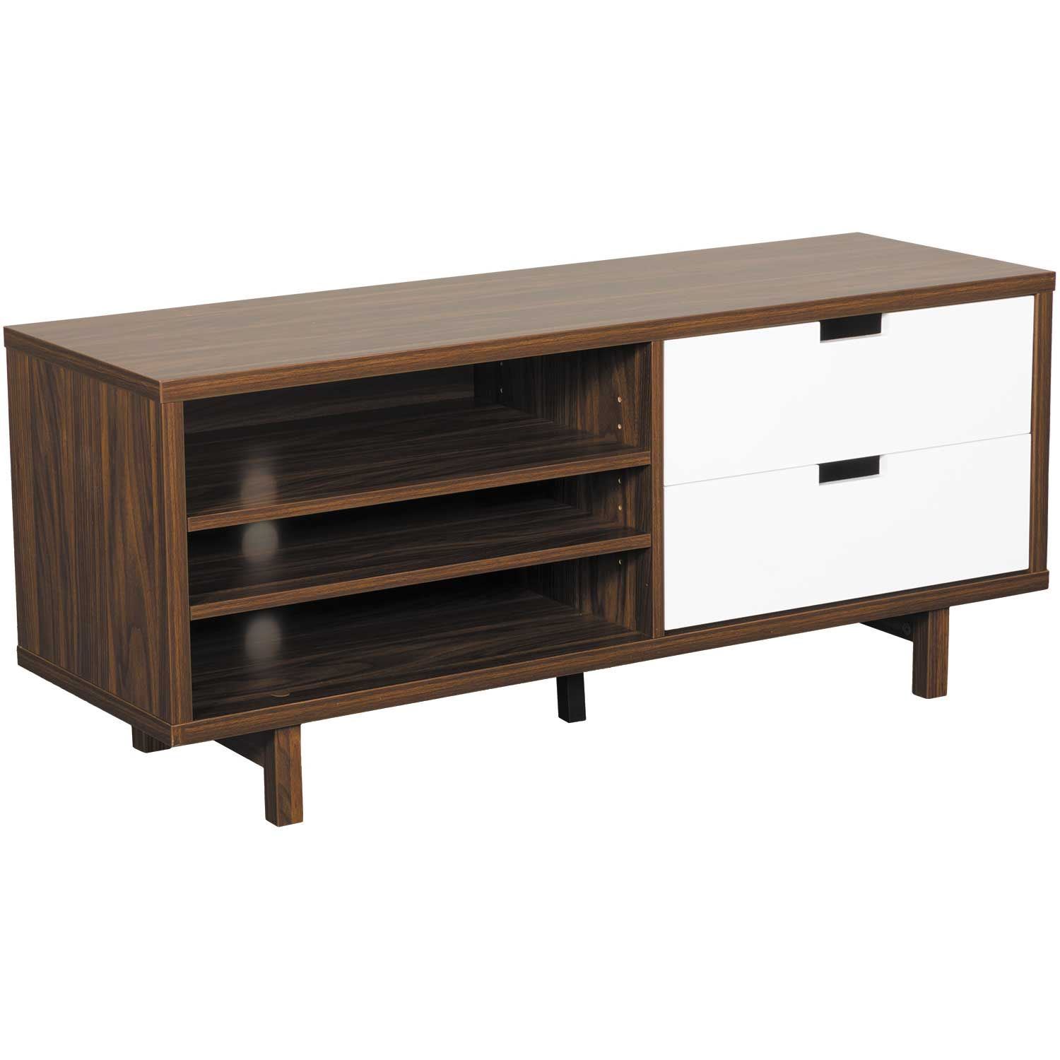 60” Dark Walnut and White TV Stand 161478 | | AFW.com