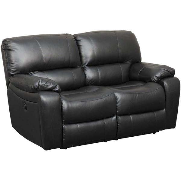 Wade Black Top Grain Leather Reclining Loveseat - | AFW.com