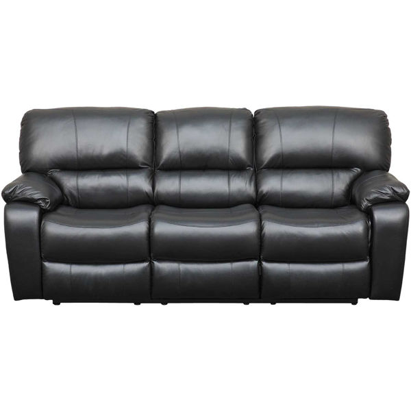 Picture of Wade Black Top Grain Leather Reclining Sofa with Drop Down Table