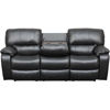 Picture of Wade Black Top Grain Leather Reclining Sofa with Drop Down Table