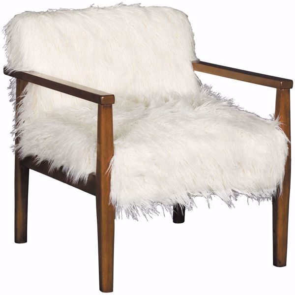 Picture of Mongolian Faux Fur Wooden Arm Chair
