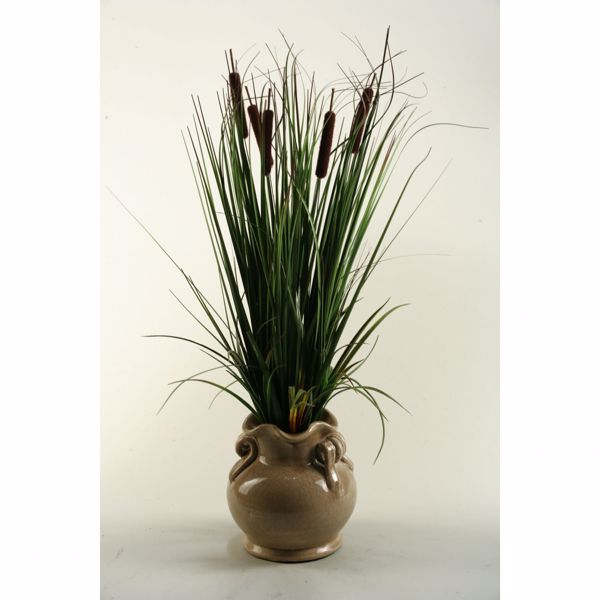 Picture of Onion Grass In Scalloped Ceramic Pot