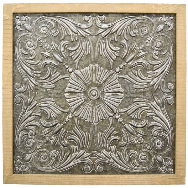 Picture of Wood Framed Metal Wall Decor
