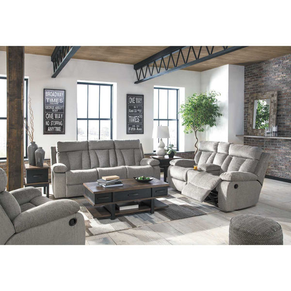 Mitchiner Grey Reclining Sofa With Drop Down Table | JJ-762RS | AFW.com