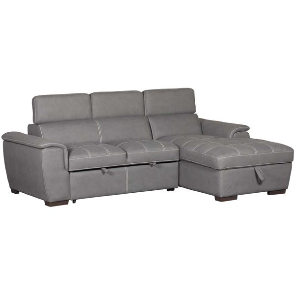Levi 2 Piece Sectional With Pull Out, Leather Sectional Sofa With Pull Out Bed