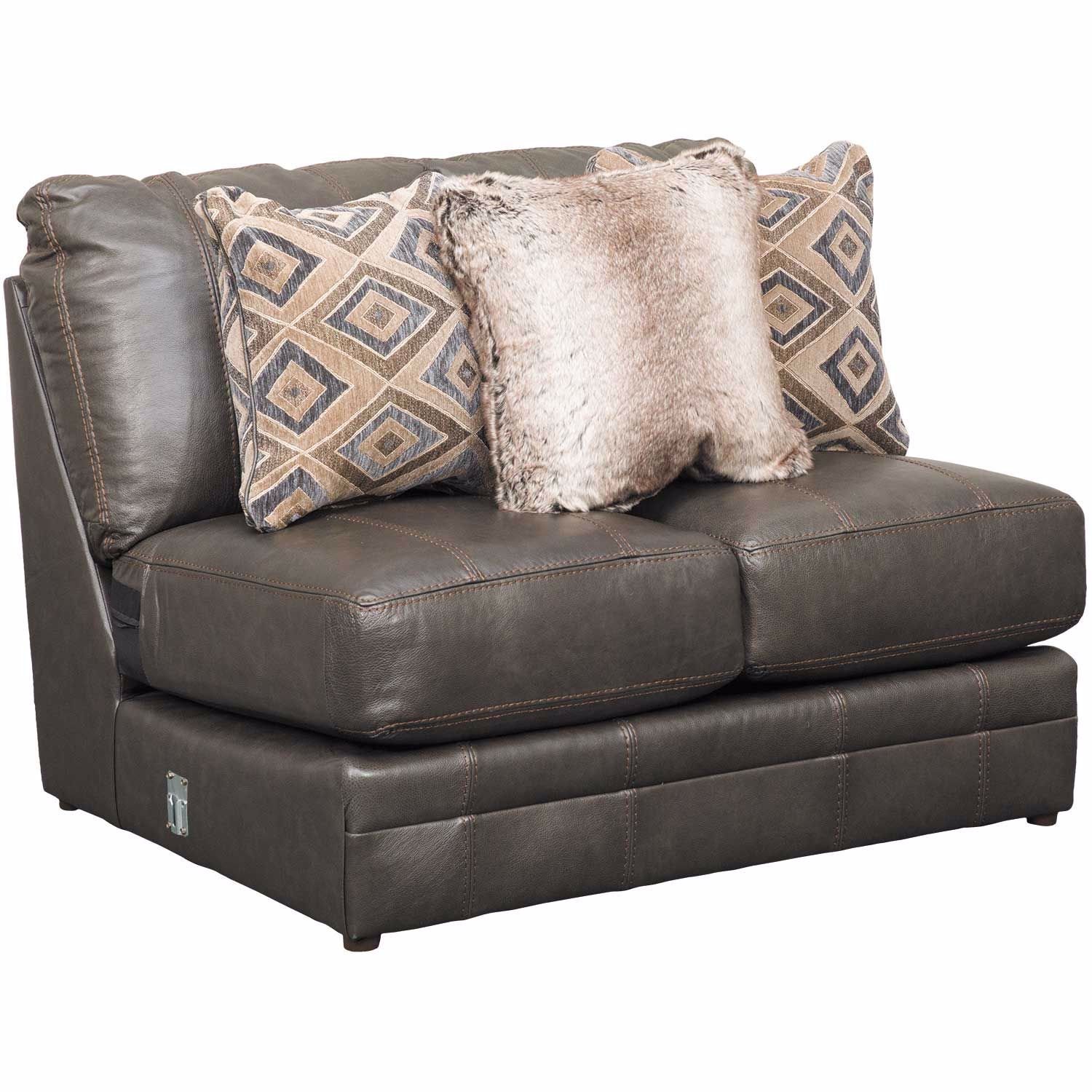 Armless leather store loveseat