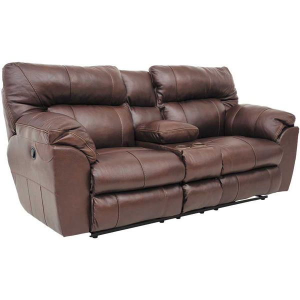 Picture of Walnut Italian Leather PWR Recline Consle Loveseat
