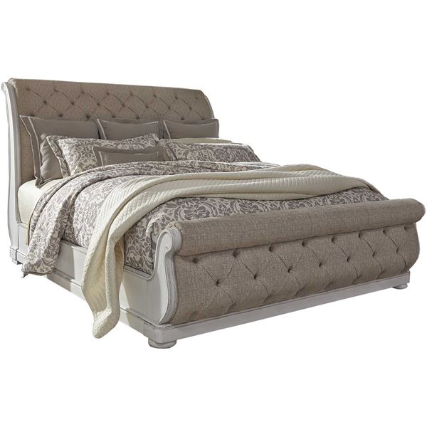 Magnolia Manor King Upholstered Sleigh, Fabric Sleigh Bed Queen