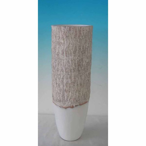 Picture of Tall Wood Look White and Natural Vase
