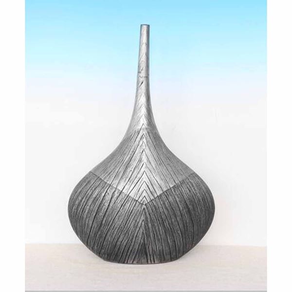 Picture of Large Grey Etched Thin Neck Vase