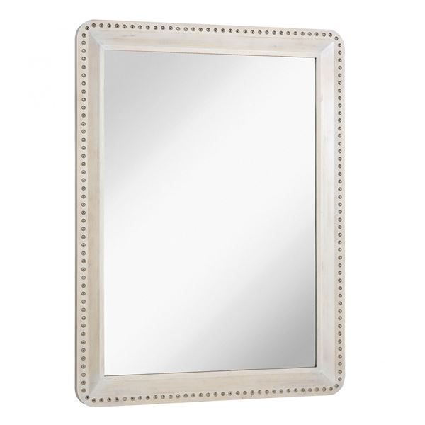 Picture of Whitewashed Mirror with Nail Head Trim