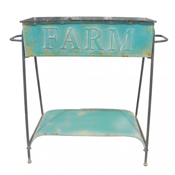 Picture of Blue Metal Tub On Stand