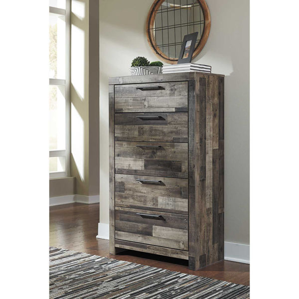 Derekson Multi Grey Five Drawer Chest | B200-46 | AFW.com