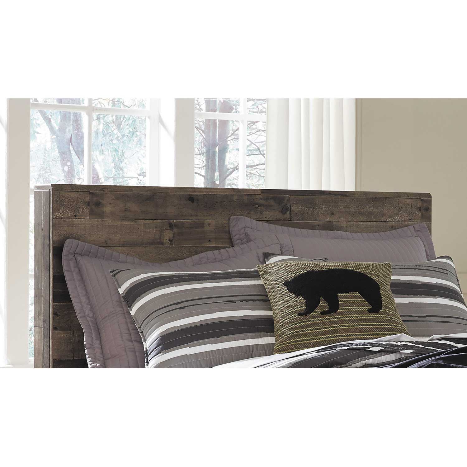 Derekson Multi Grey Twin Panel Headboard | B200-53 | AFW.com