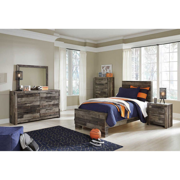 Derekson Multi Grey Twin Panel Bed | B200-TPBED | AFW.com