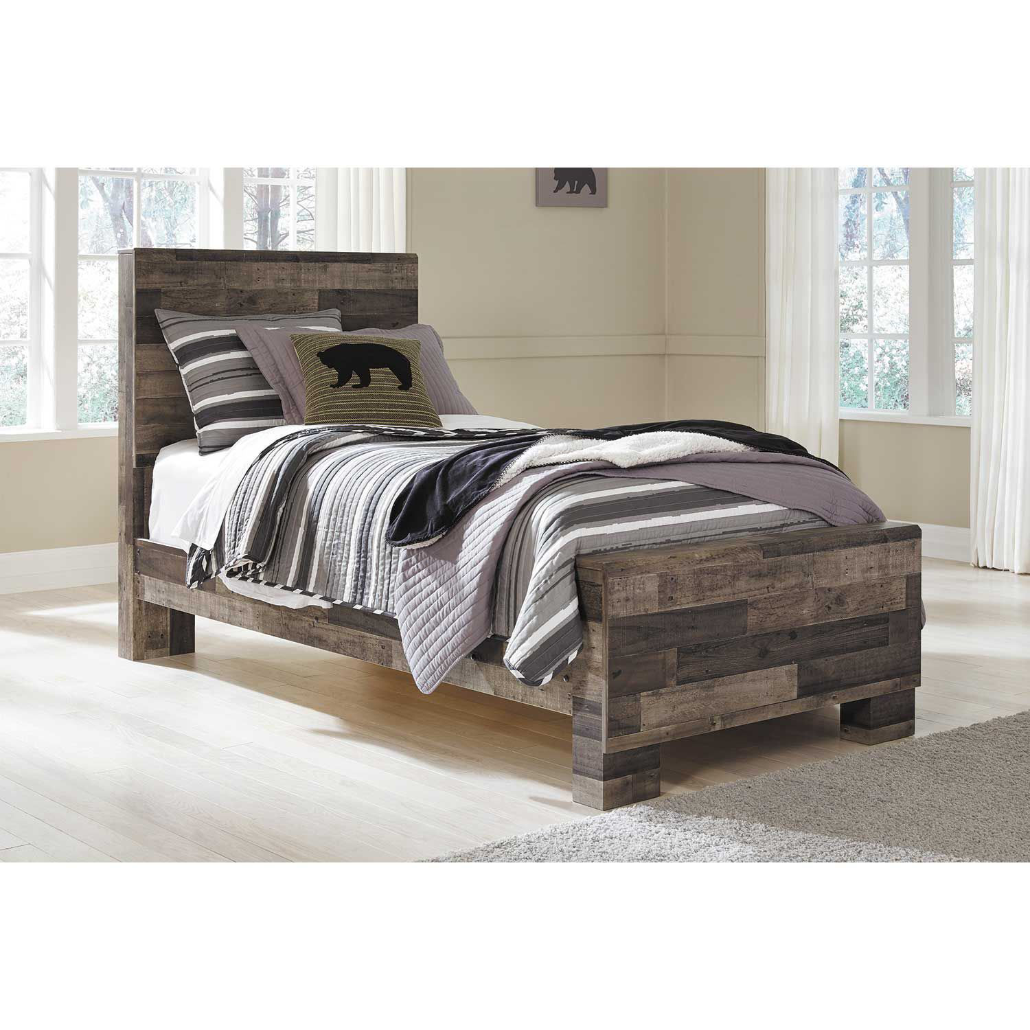 Derekson Multi Grey Twin Panel Bed | B200-TPBED | AFW.com