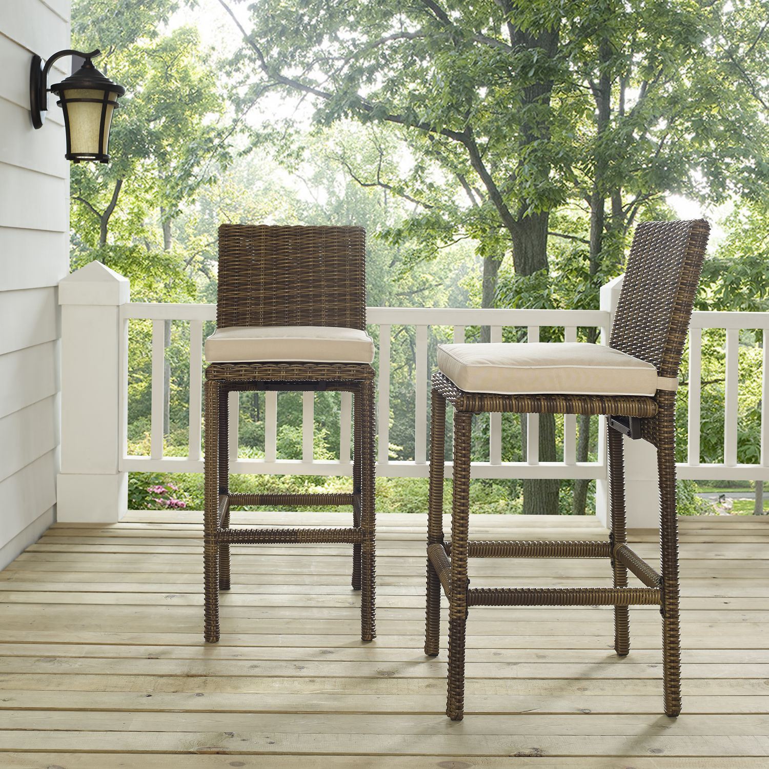 BRADENTON OUTDOOR WICKER BAR HEIGHT STOOLS W/SAND CUSHIONS | CO7134WB ...