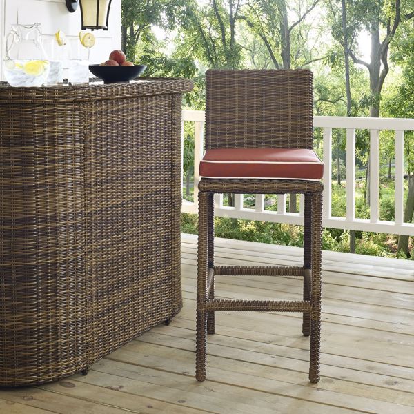 Picture of BRADENTON OUTDOOR WICKER BAR HEIGHT STOOLS W/SANGRIA CUSHION