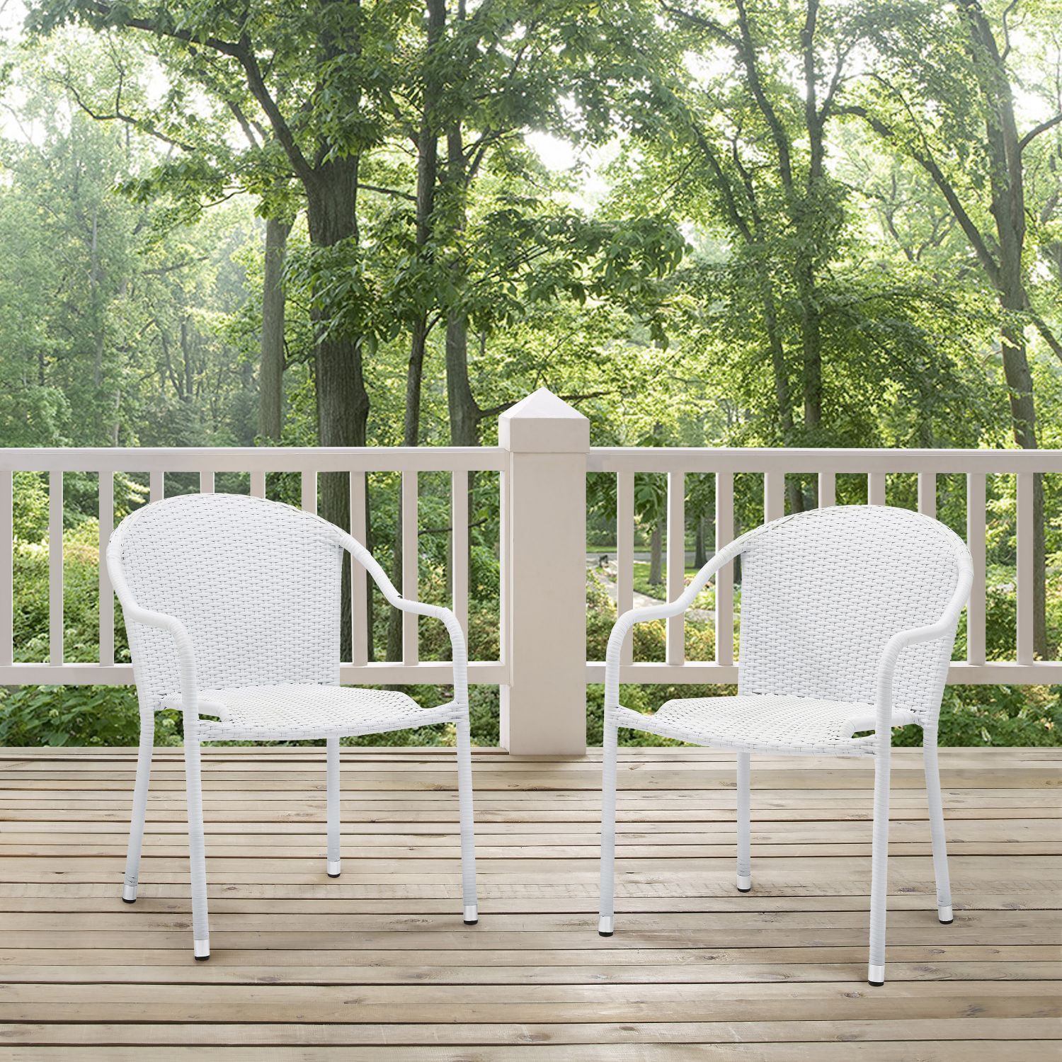 PALM HARBOR OUTDOOR WICKER STACKABLE CHAIRS - SET | CO7137-WH | | AFW.com