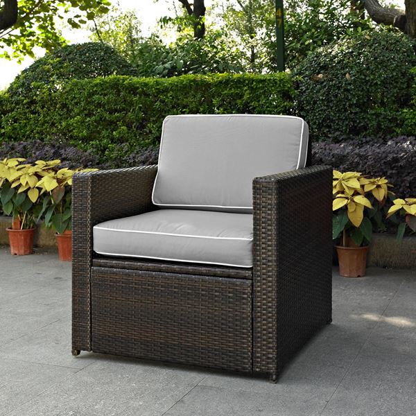 Picture of PALM HARBOR OUTDOOR WICKER ARM CHAIR IN BROWN WITH