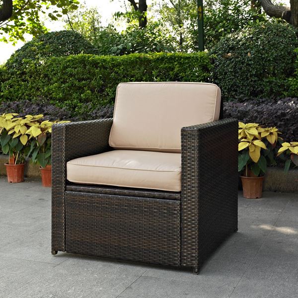 Picture of PALM HARBOR OUTDOOR WICKER ARM CHAIR IN BROWN WITH