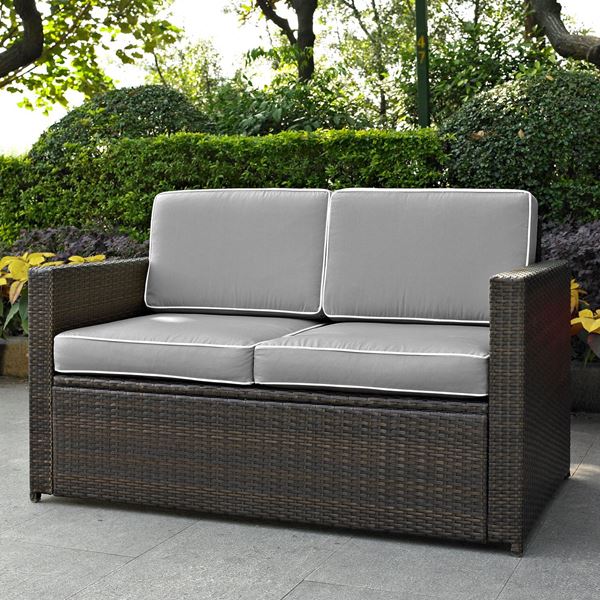 Picture of PALM HARBOR OUTDOOR WICKER LOVESEAT IN BROWN WITH