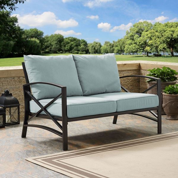 Picture of KAPLAN LOVESEAT IN OILED BRONZE WITH MIST UNIVERSA