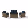 Picture of BRADENTON 4 PIECE OUTDOOR WICKER SEATING SET/Navy Cushions