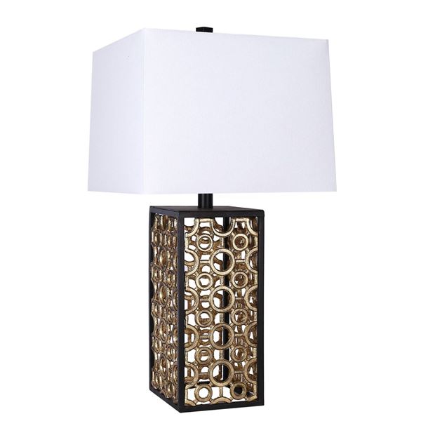 Picture of Gold and Black Cube Lamp