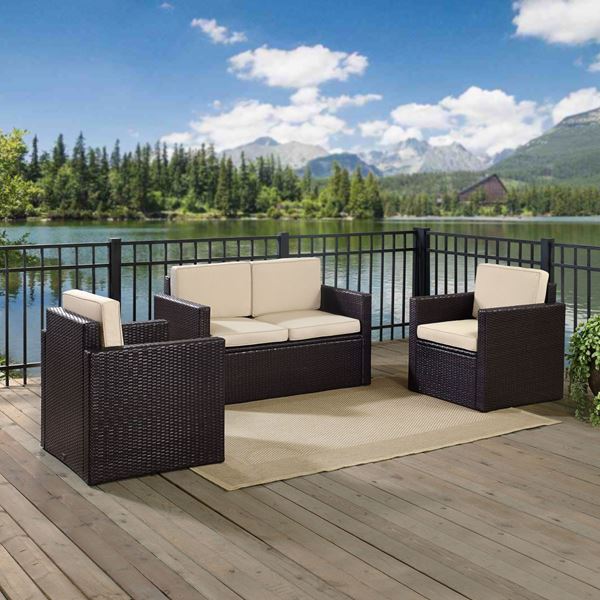 Picture of PALM HARBOR 3 PIECE OUTDOOR WICKER SEATING SET WIT