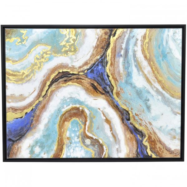 Picture of Blue and Gold Painting With Frame