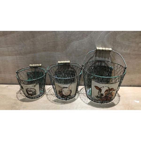 Picture of Set of Three Metal Farm Animal Baskets