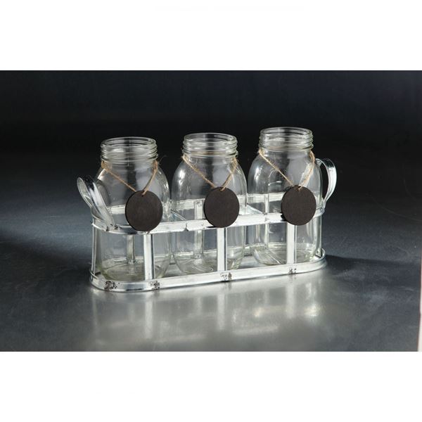 Picture of Set of Three Jars in Metal Holder