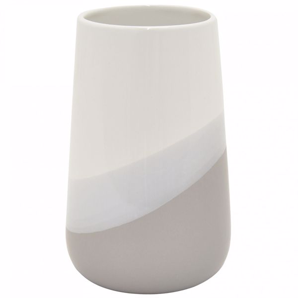 Picture of Wide Mouth Ivory and Grey Ceramic Vase
