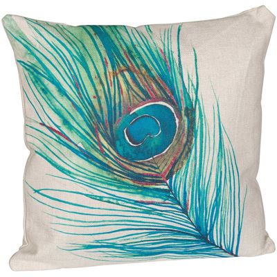 Picture of Peacock Feather 18 Inch Decorative Pillow *P