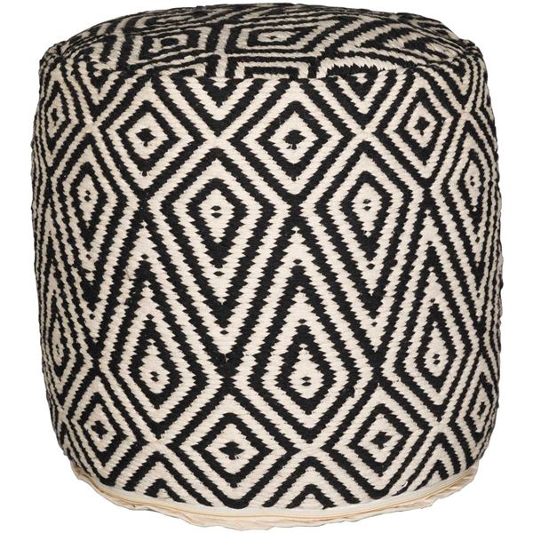 Picture of Shell Diamond Pouf in Cream and Black
