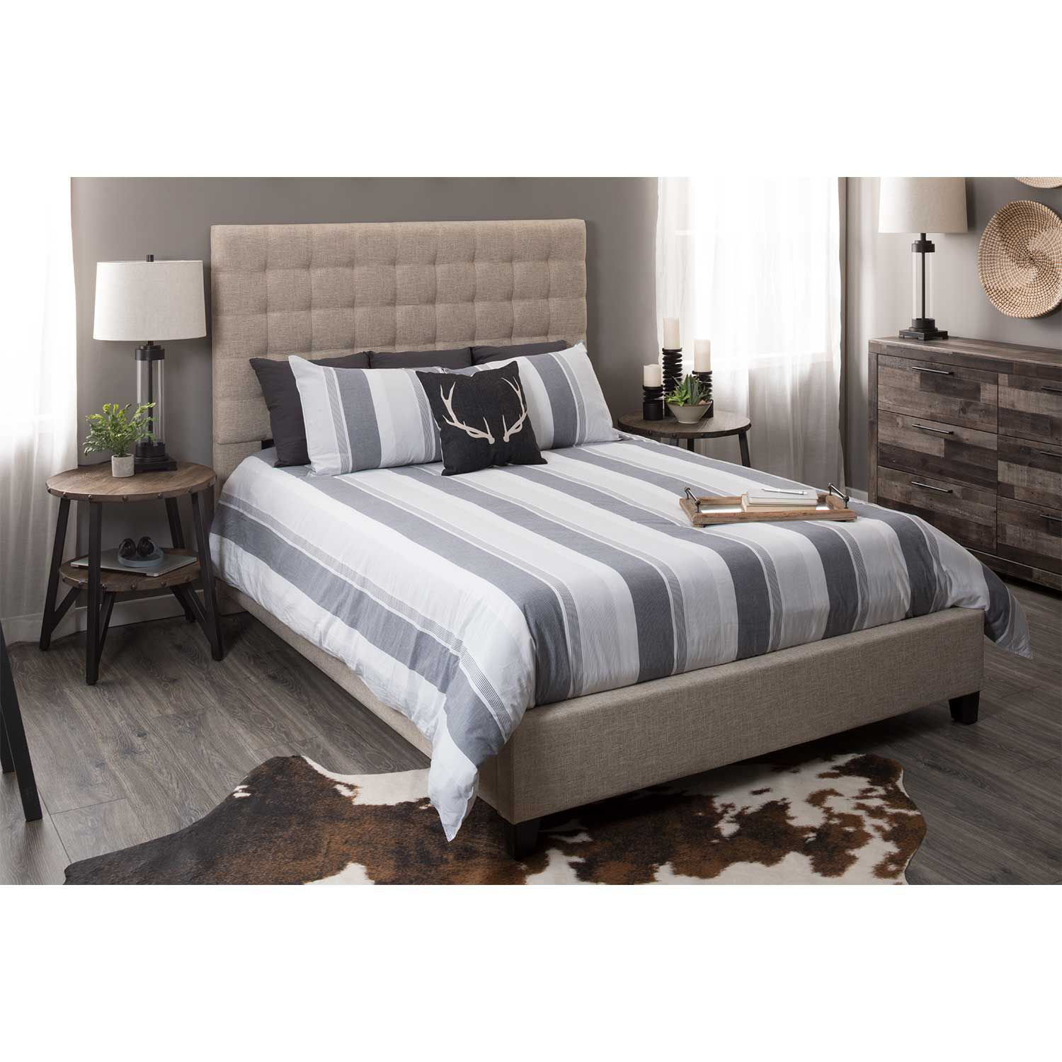 Florence Upholstered Brown Queen Bed | 2421-570 580 550 | | AFW.com