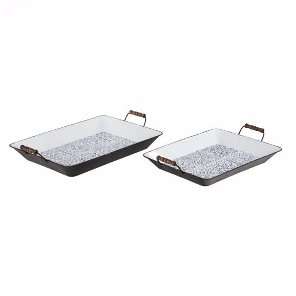 Picture of Set of 2 Rectangular Metal Trays