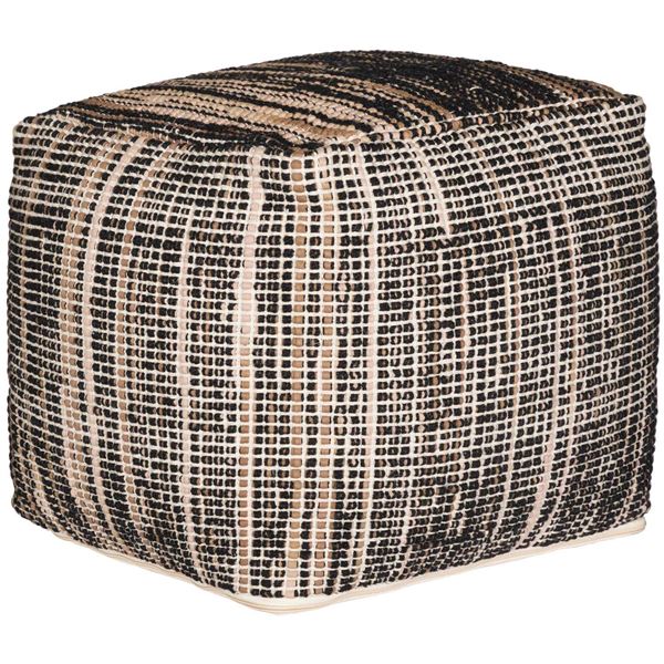Picture of Belit Black and Beige Hand Woven Wool Pouf