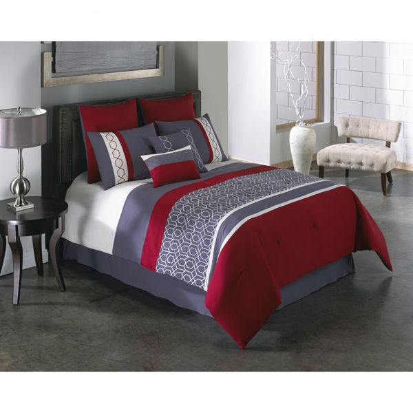 Picture of Carlin Red Grey Comforter King Set