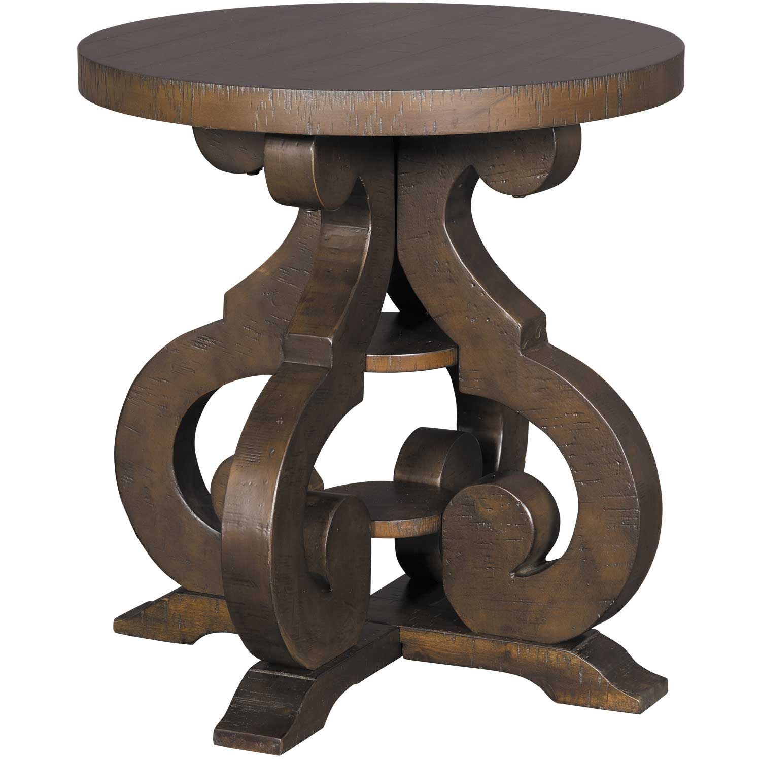 Stone Round End Table TST100ET Elements International Group LLC   0101506 Stone Round End Table 