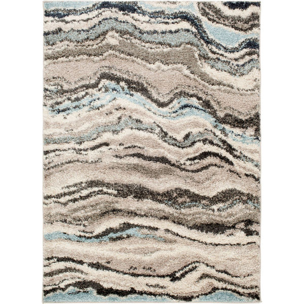 Picture of Gray Teal Shaggy Wave 5x7 Rug