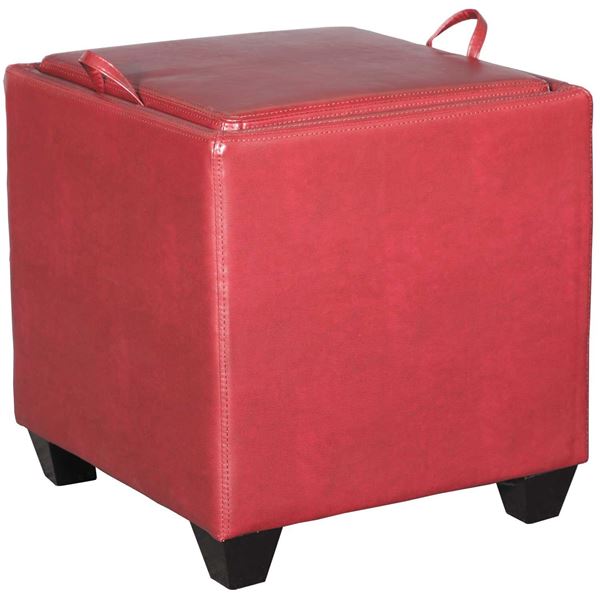 Picture of STORAGE OTTOMAN, RED