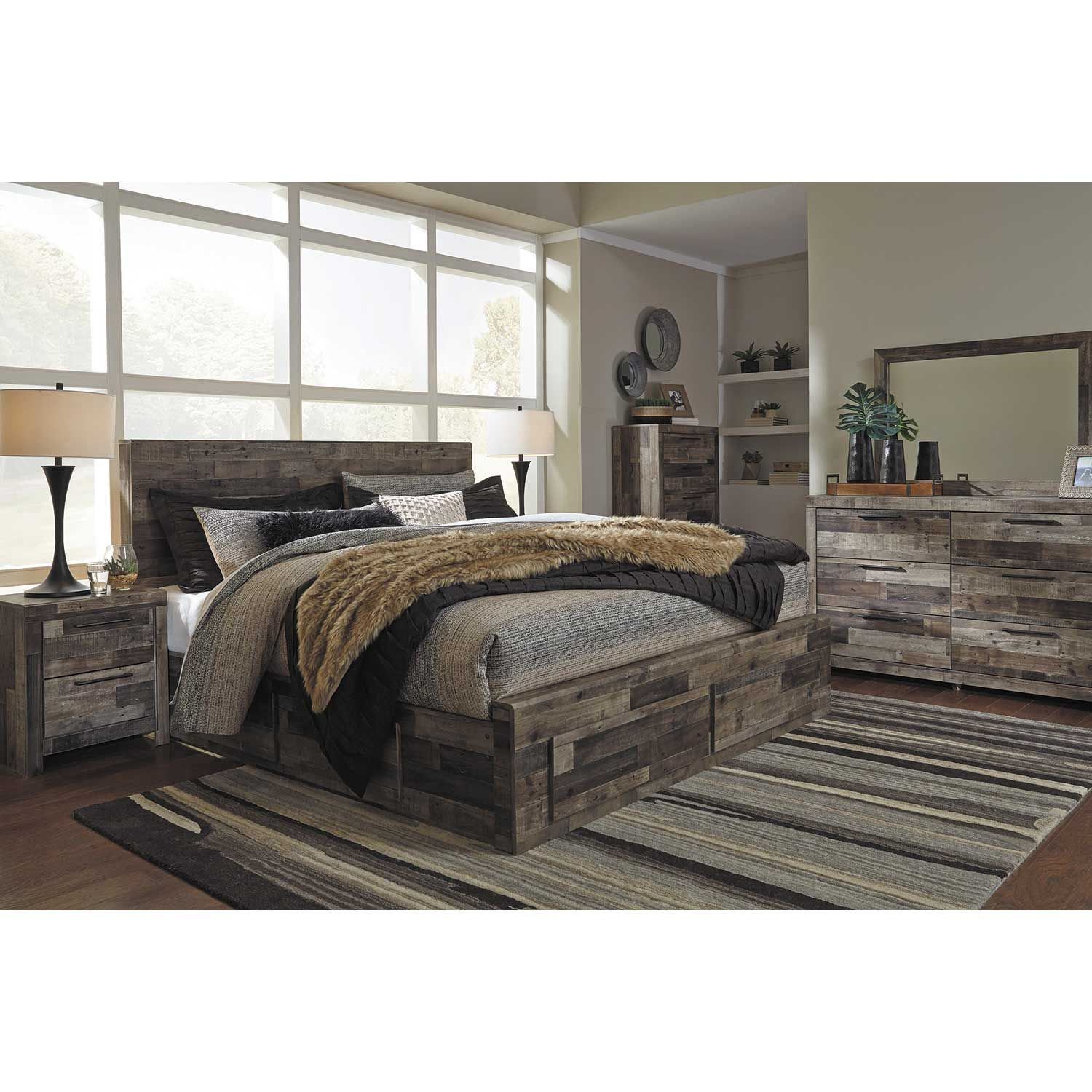 Derekson Multi Grey King Storage Bed B200KSBED