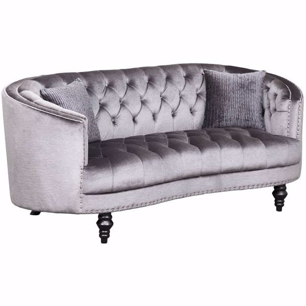 Picture of Marilyn Tufted Gray Loveseat