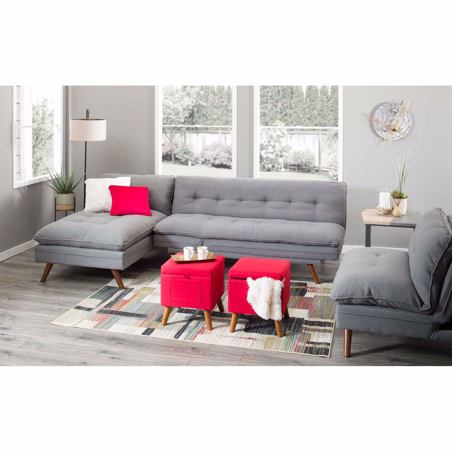 Leezy Convert-A-Sofa Futon | LZH-2224GY | AFW.com