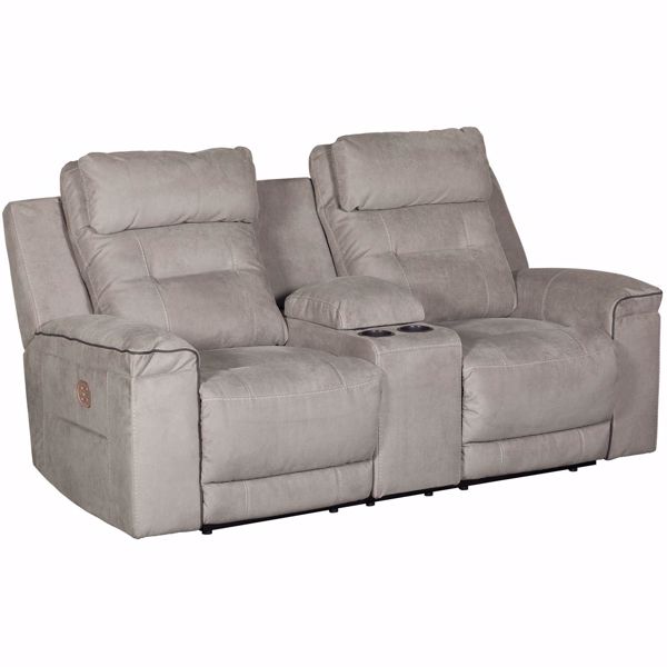 Trampton Power Reclining Console Loveseat with Headrest and Lumbar ...