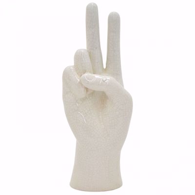 Picture of White Peace Sign Hand Figurine