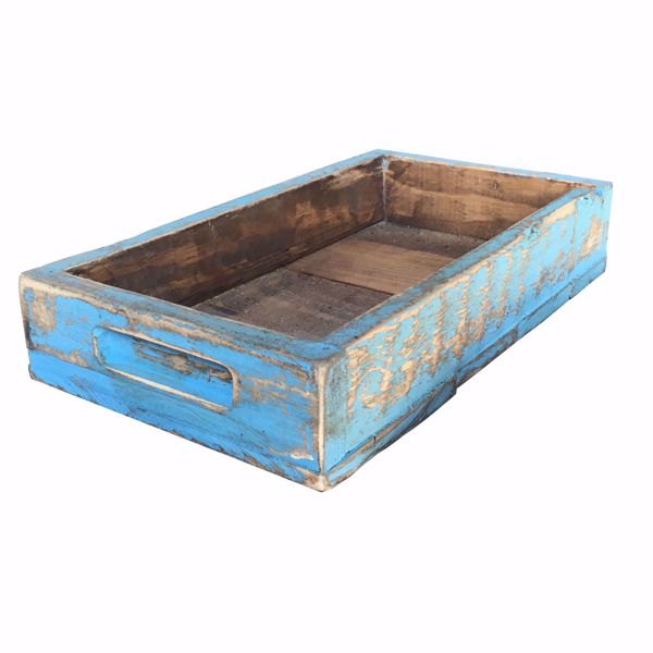 Picture of Rustic Wooden Tray Light Blue