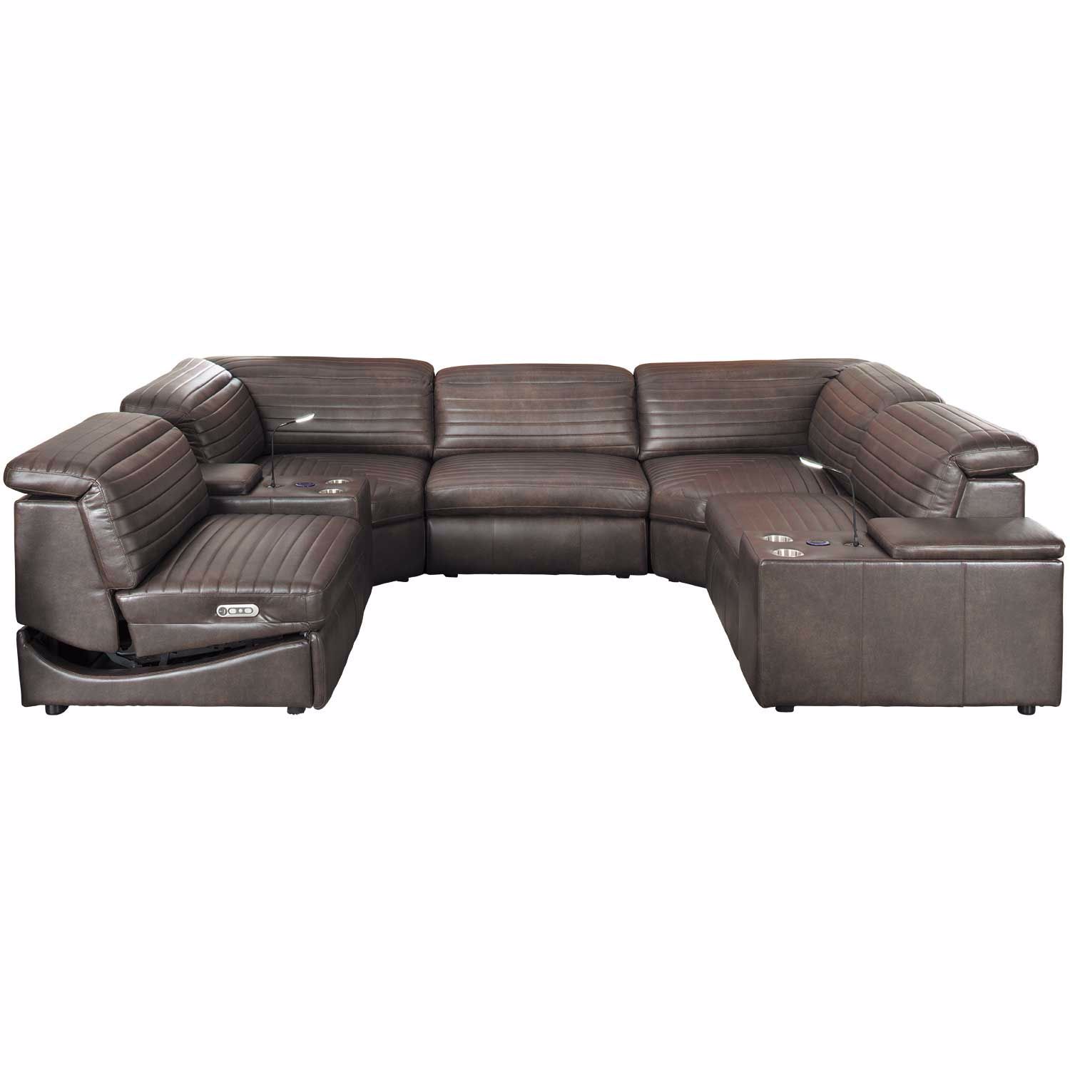 7 piece leather reclining sectional